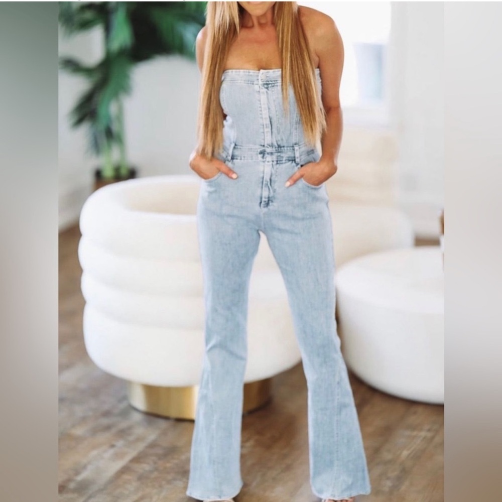 Blue Blush strapless jumpsuit